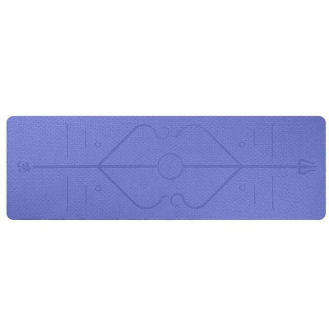 Non-Slip TPE Yoga Mat with Position Lines - Premium Exercise Mat