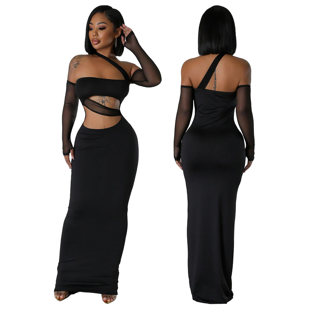 Women'S Fashion Sexy See-Through Mesh Patchwork Dress