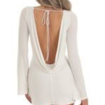 Women's Square Neck Long Sleeve Sequin Dress