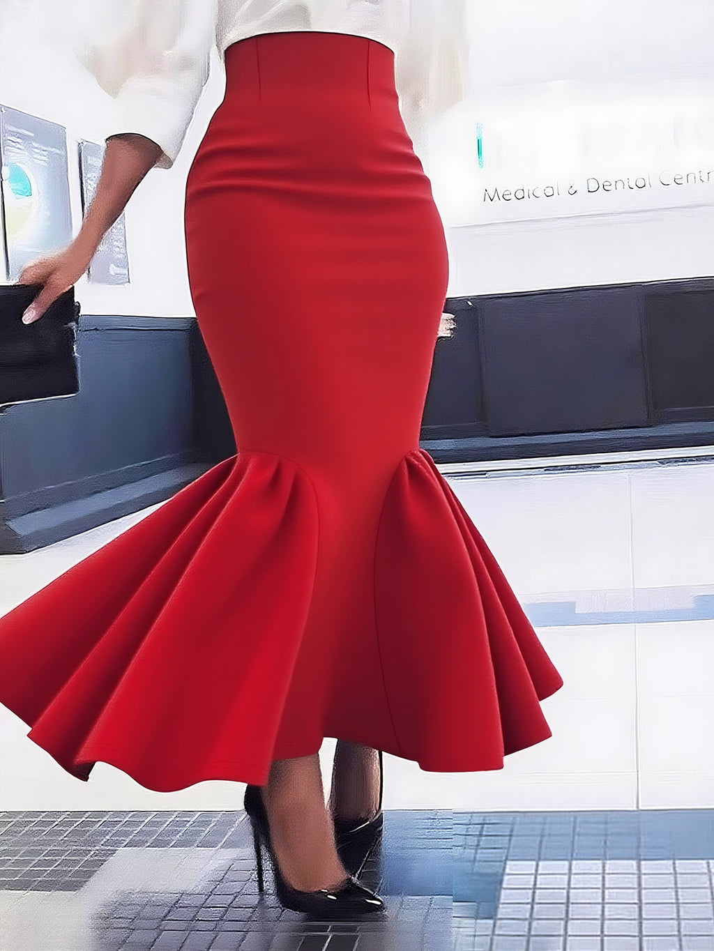 Plus-Size Women Solid Elegant Half-Sleeve Bodycon Maxi Dress