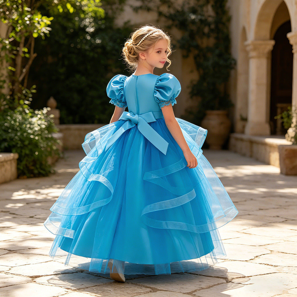 Kids Summer Beaded Wedding Princess Flower Girl Dress