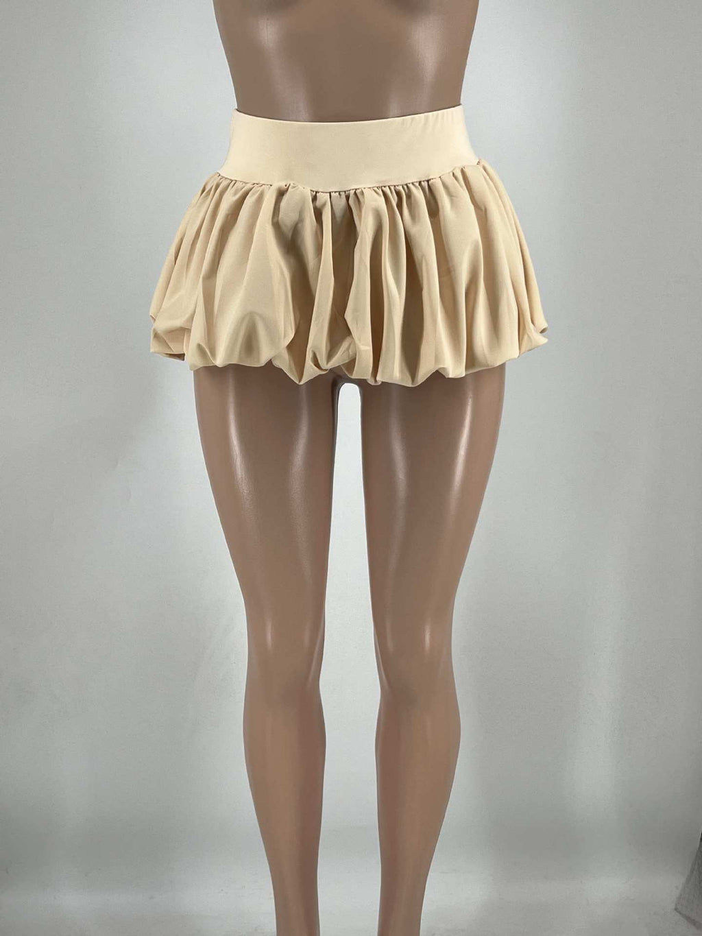 Women's Solid Stretch Bubble Skirt — Pleated Mini Skirt