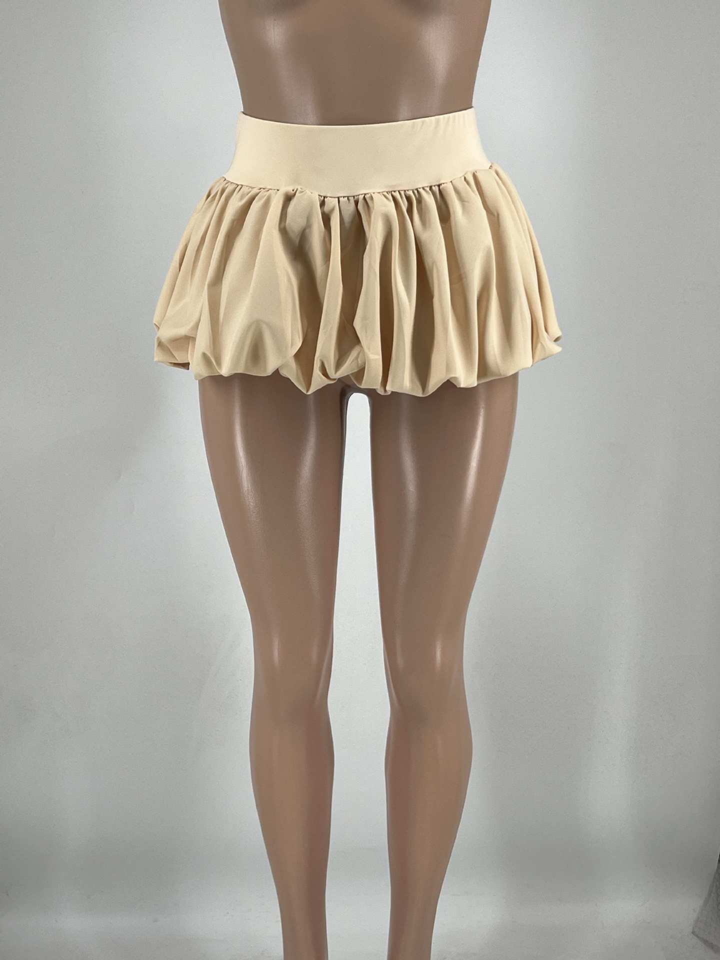 Women's Solid Stretch Bubble Skirt — Pleated Mini Skirt
