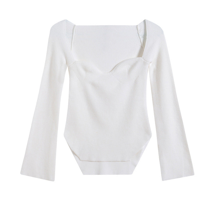 African-Style Fall/Winter Off-The-Shoulder Basic Knitting Sweater Top