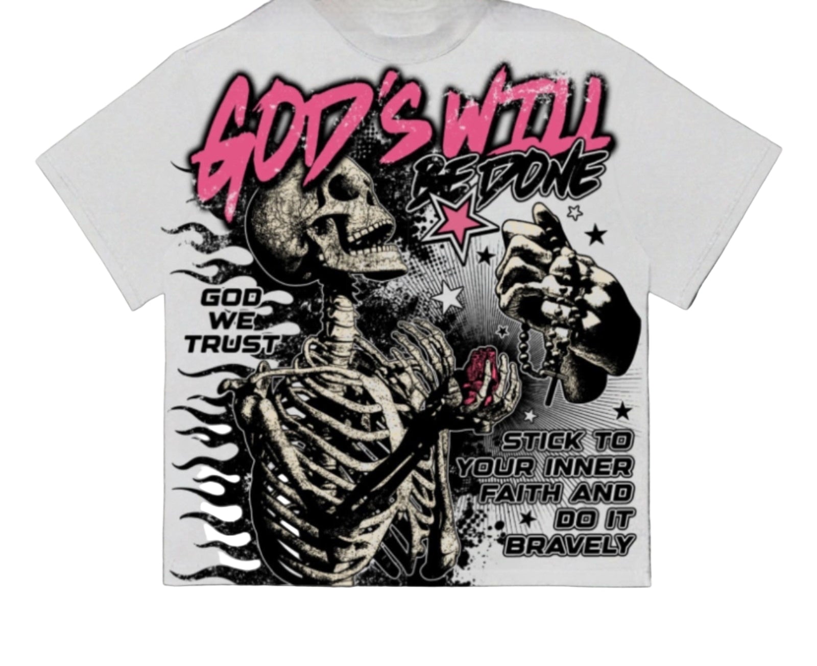 Cartoon Retro God's Will Men Cotton Short Sleeve