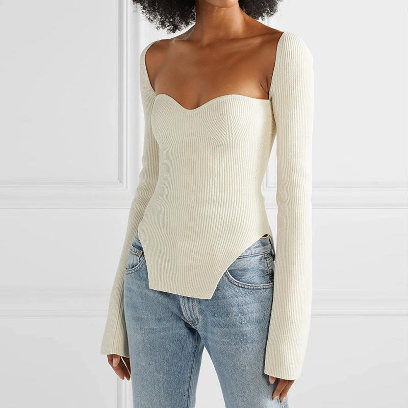 African-Style Fall/Winter Off-The-Shoulder Basic Knitting Sweater Top