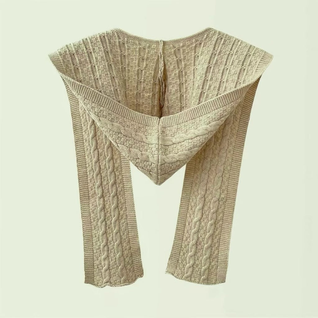 Shawl Hat Scarf Integrated Hooded Knitted