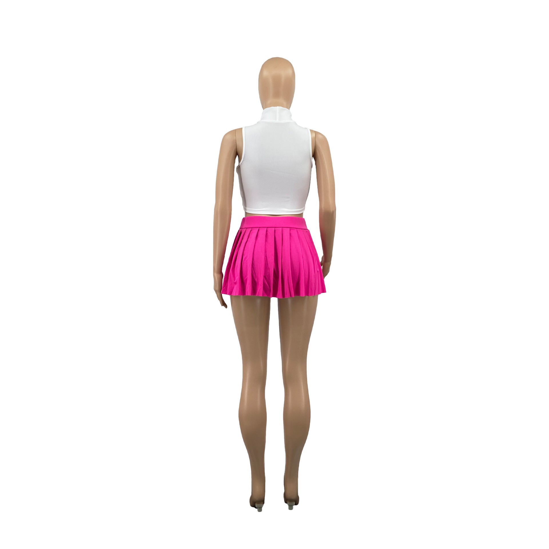 Women'S Summer Solid Color Sexy Mini Pleated Skirt