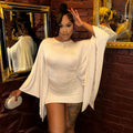 Autumn Women's Solid Color Casual Bat Sleeve Long Sleeve Round Neck Dress