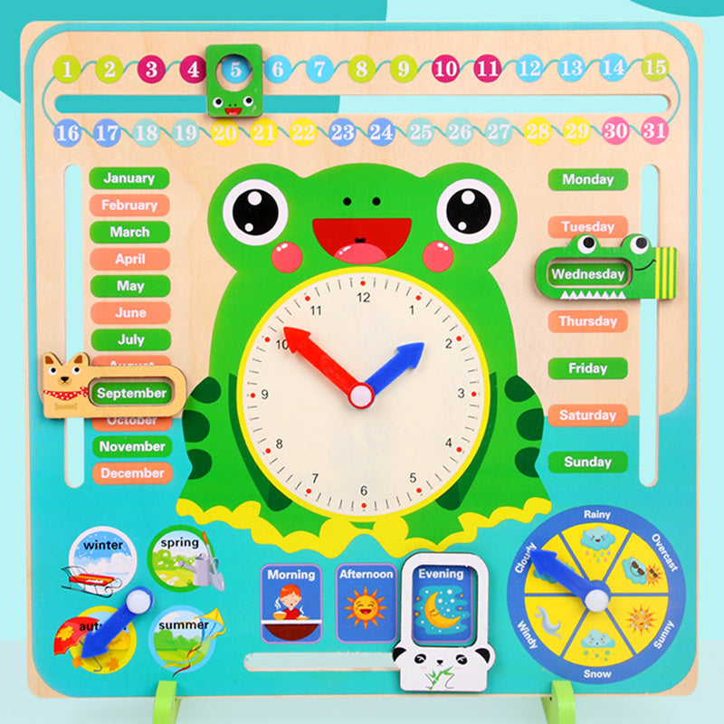 Wooden Toys Baby Weather Season Calendar Clock Time Cognition Preschool Educational Teaching Aids Toys For Children