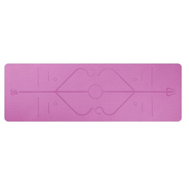 Non-Slip TPE Yoga Mat with Position Lines - Premium Exercise Mat