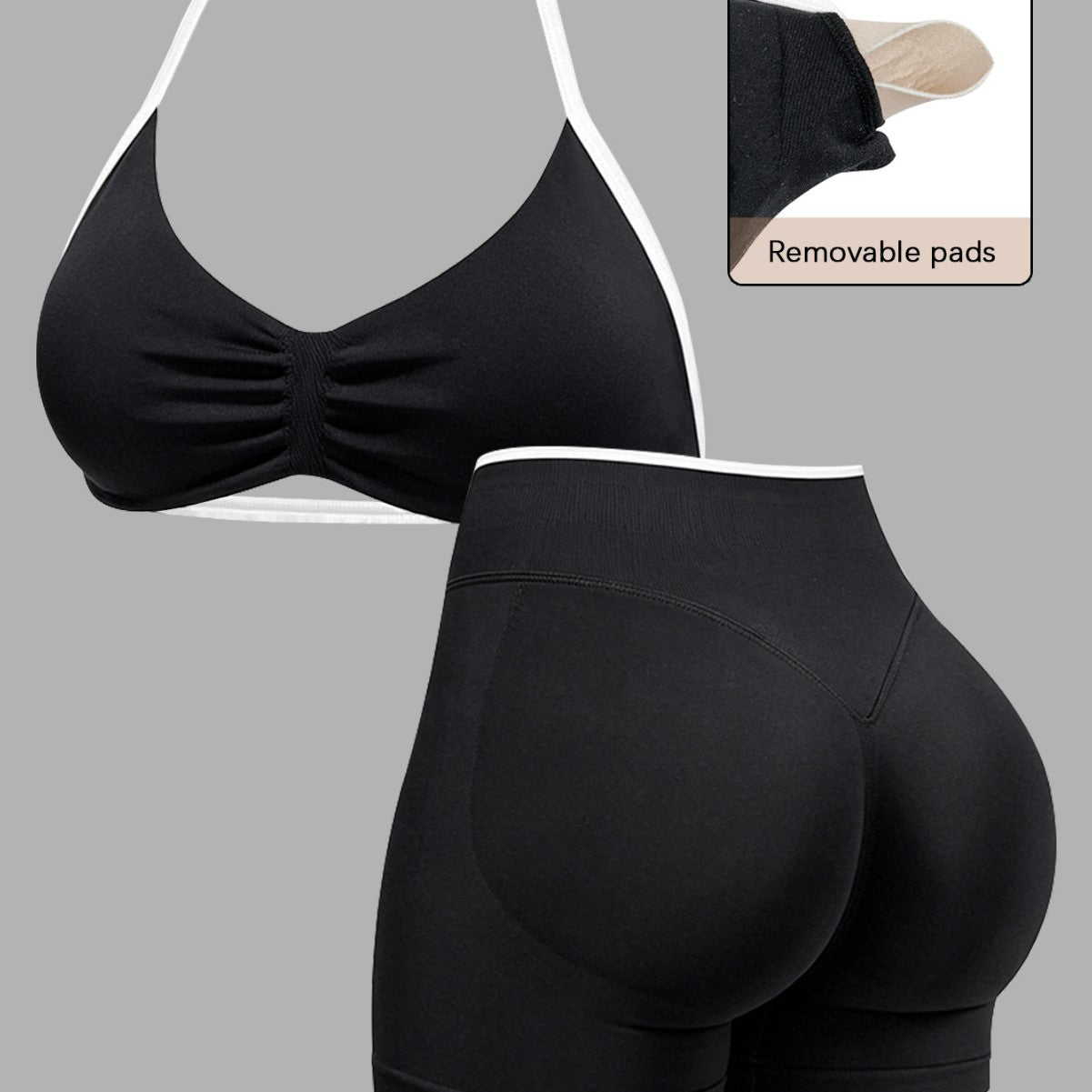 Women Seamless Halter Neck Yoga FitnessTwo-Piece Set