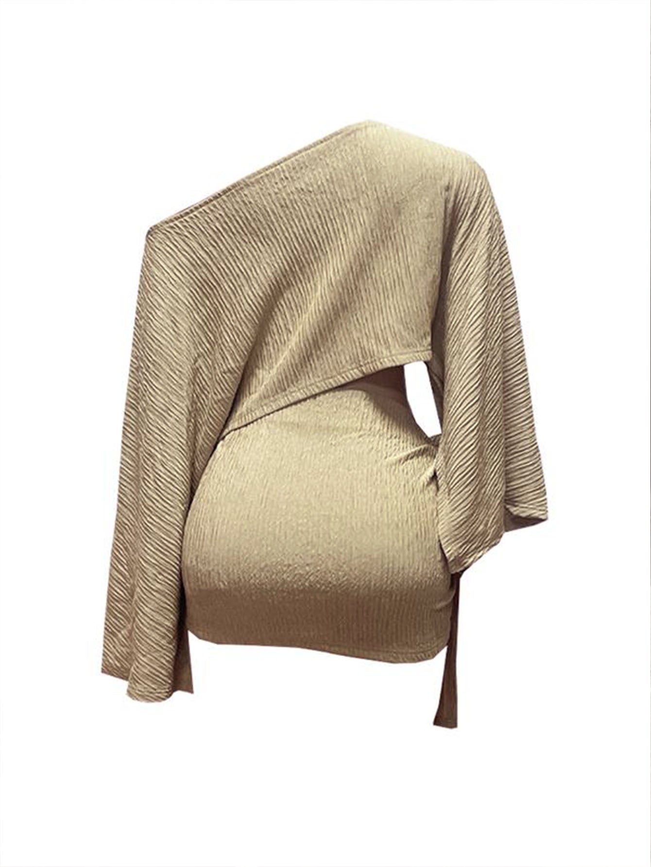 Women Elegant Slash Shoulder Top Lace-Up Bodycon Mini Skirt Set