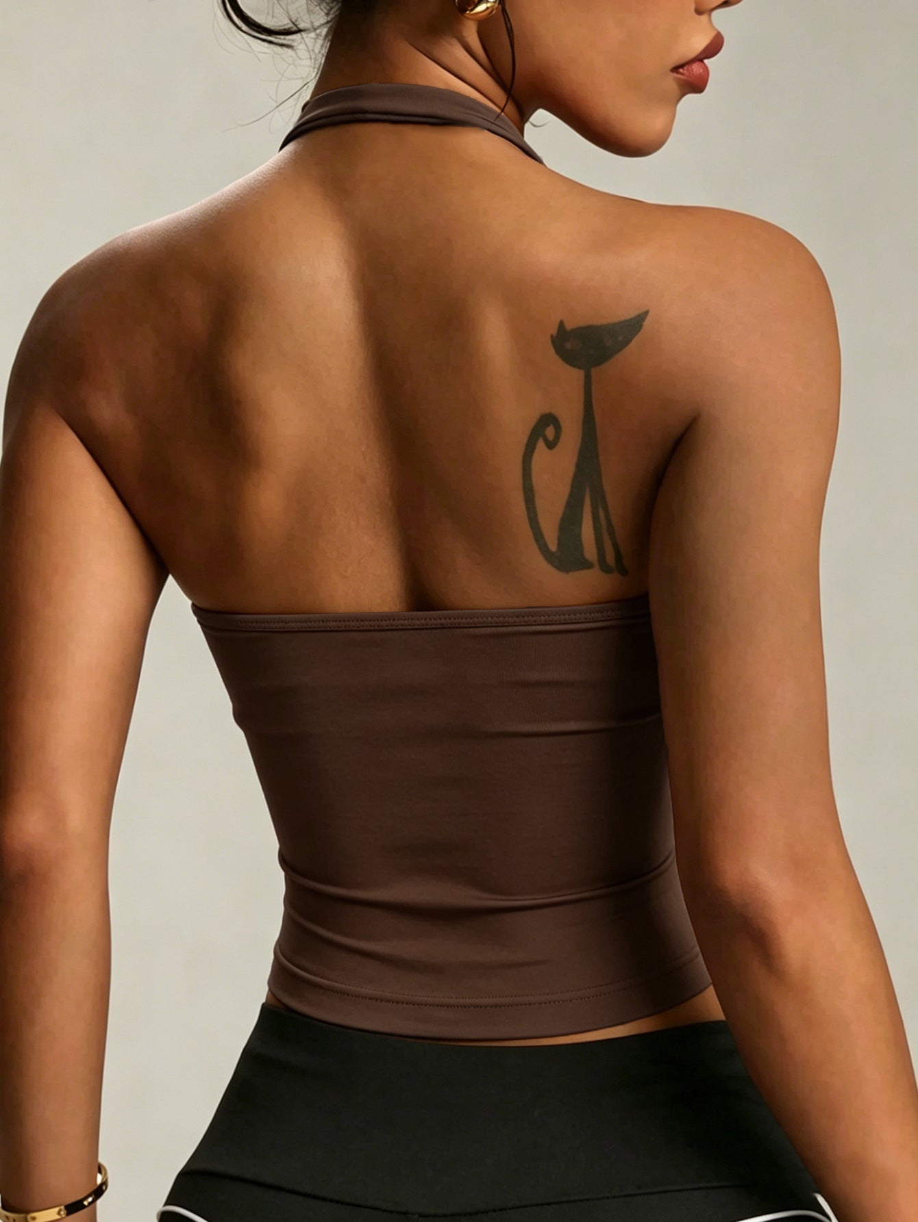 Women Square Neck Halter Neck Seamless Yoga Fitness Tank Top with Bra Pads