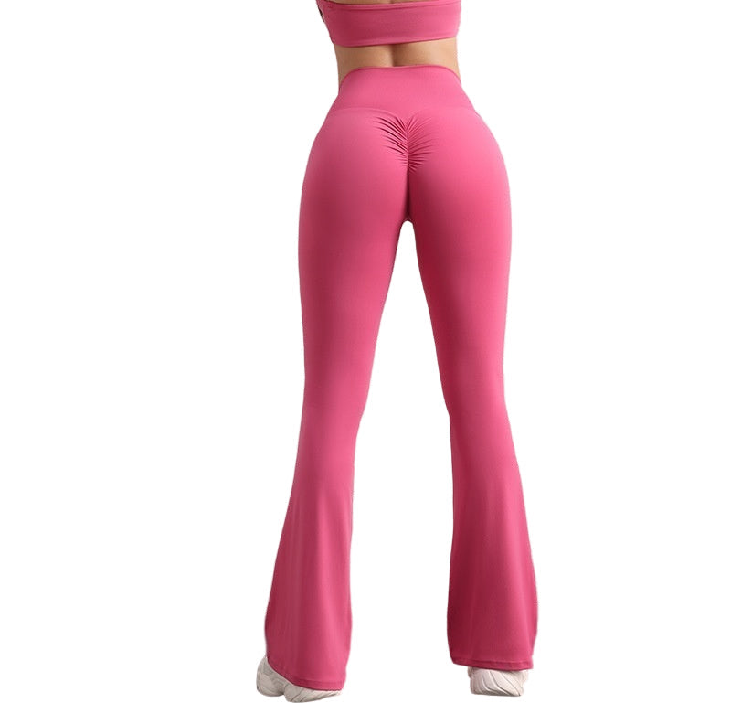 High-waisted Peach Butt-lifting Quick-dry Flare Yoga Pants For Women