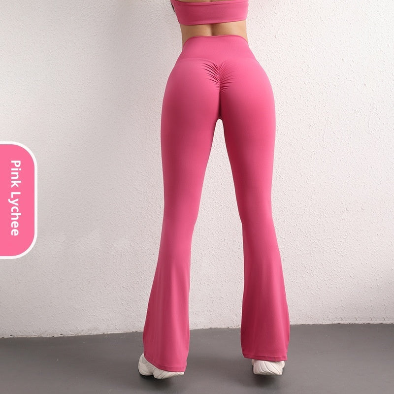 High-waisted Peach Butt-lifting Quick-dry Flare Yoga Pants For Women