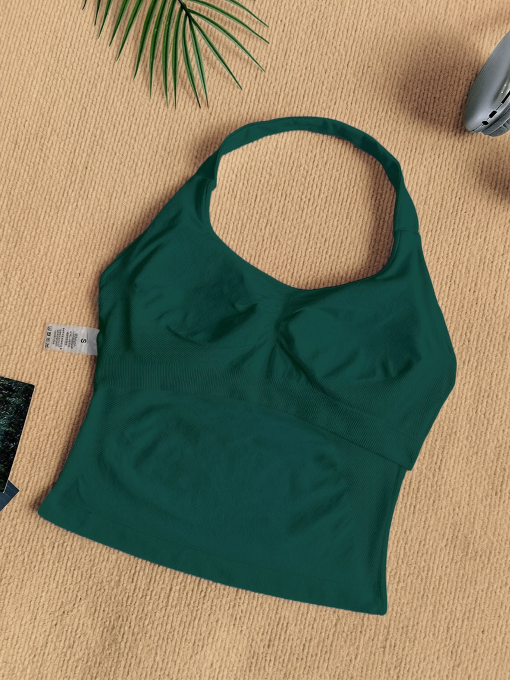 Women Square Neck Halter Neck Seamless Yoga Fitness Tank Top with Bra Pads