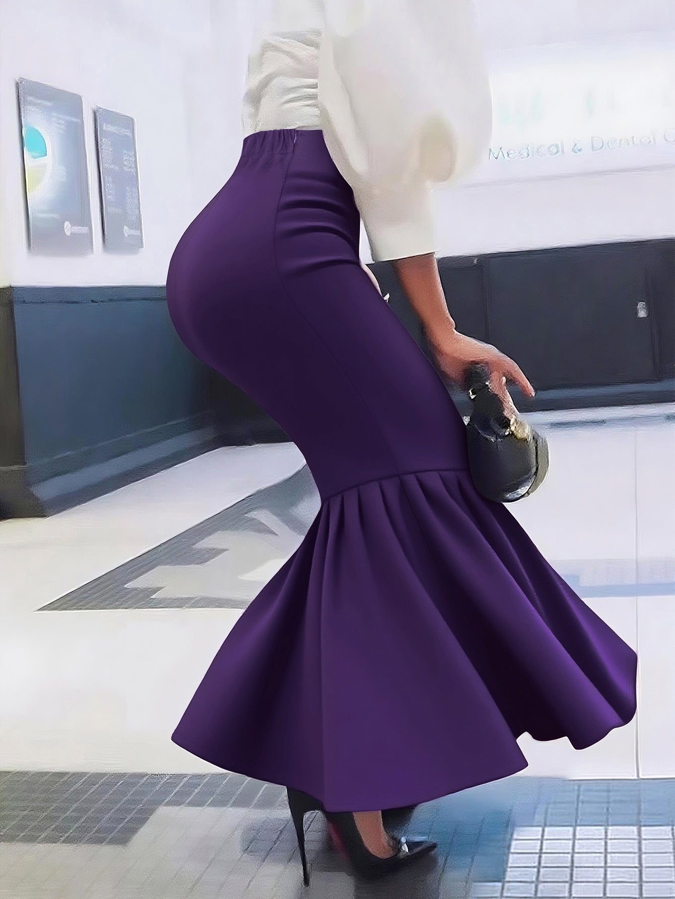 Plus-Size Women Solid Elegant Half-Sleeve Bodycon Maxi Dress