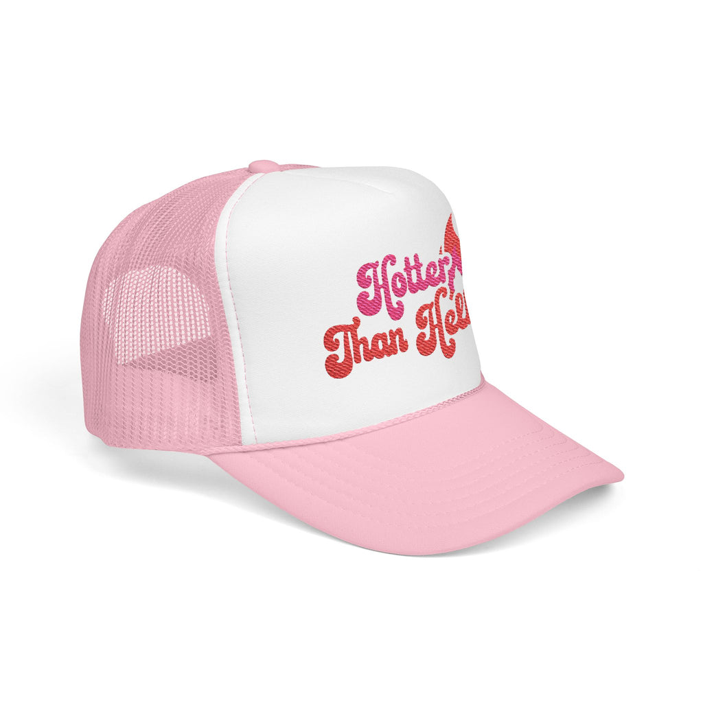 Hotter Than Hell Foam Trucker Hat - Trendy Embroidered Summer Cap