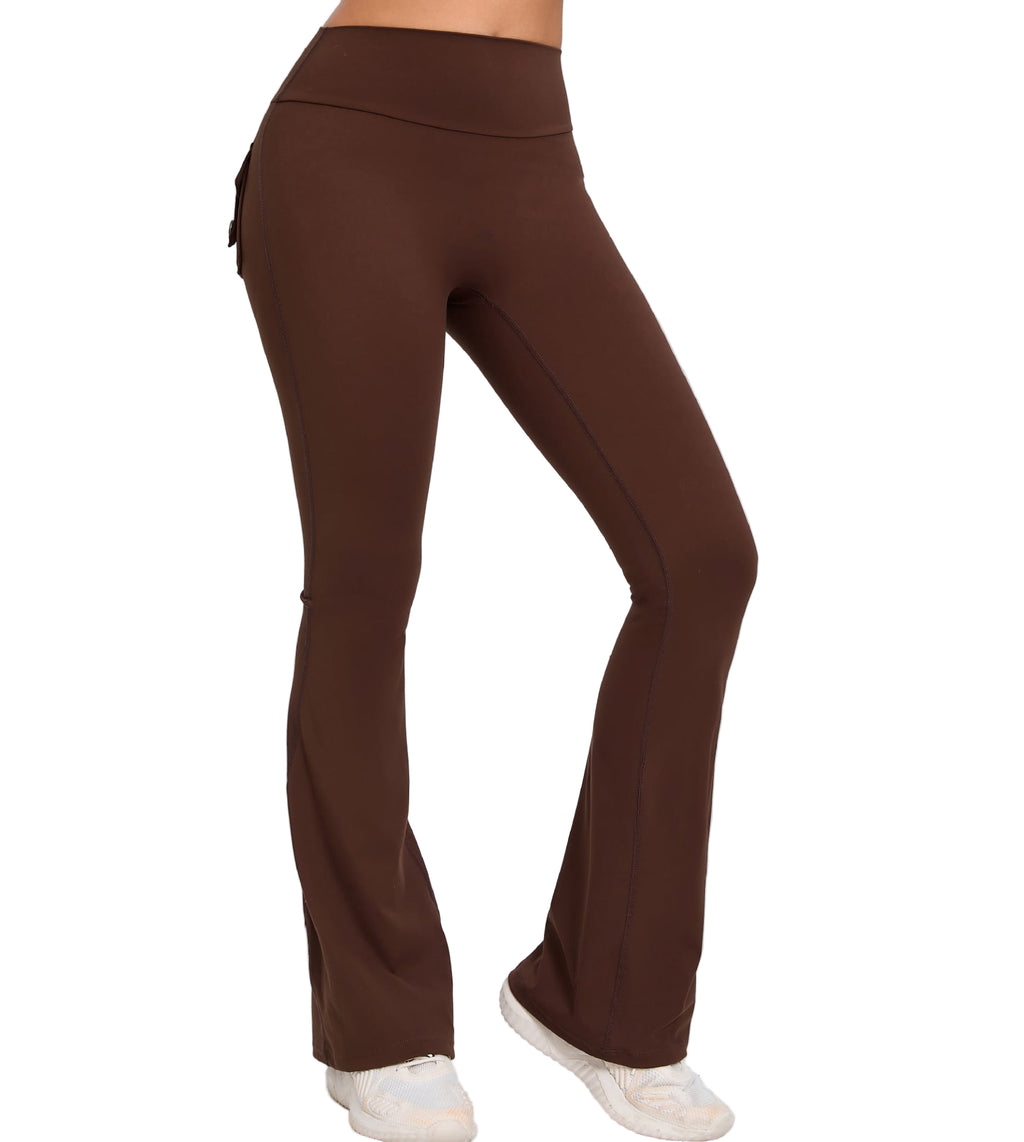 Women's Scrunch Butt Yoga Flared Pants - High Waist Workout Leggings with Pockets