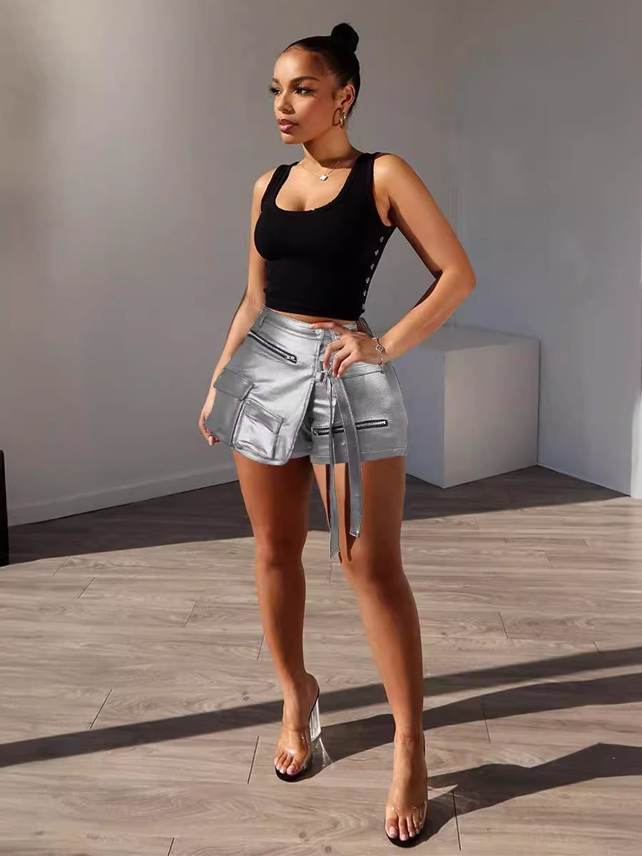 Women'S Summer Fashion High Stretch Irregular Pocket Cargo Shorts
