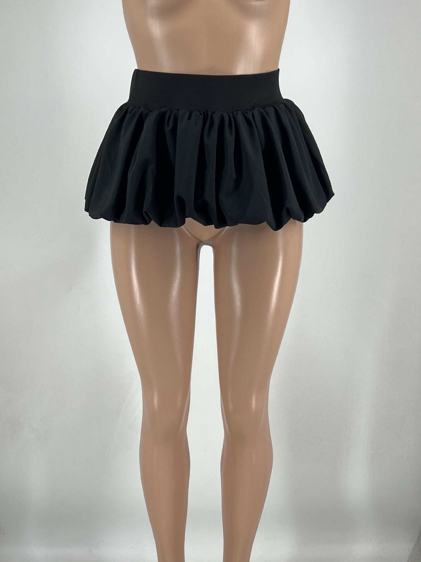 Women's Solid Stretch Bubble Skirt — Pleated Mini Skirt
