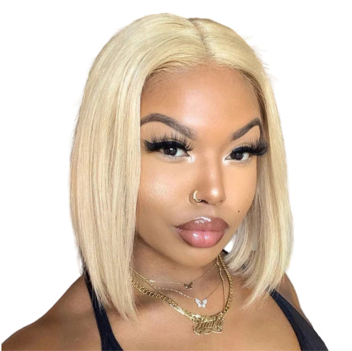 613 Blonde Bob Wig Short Straight Human Hair Wigs For Women