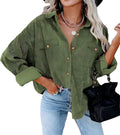 Autumn And Winter New Solid Color Button Corduroy Long Sleeve Loose Coat Women's Clothing