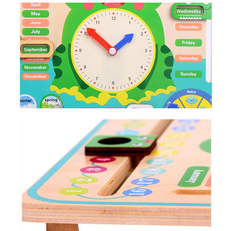 Wooden Toys Baby Weather Season Calendar Clock Time Cognition Preschool Educational Teaching Aids Toys For Children