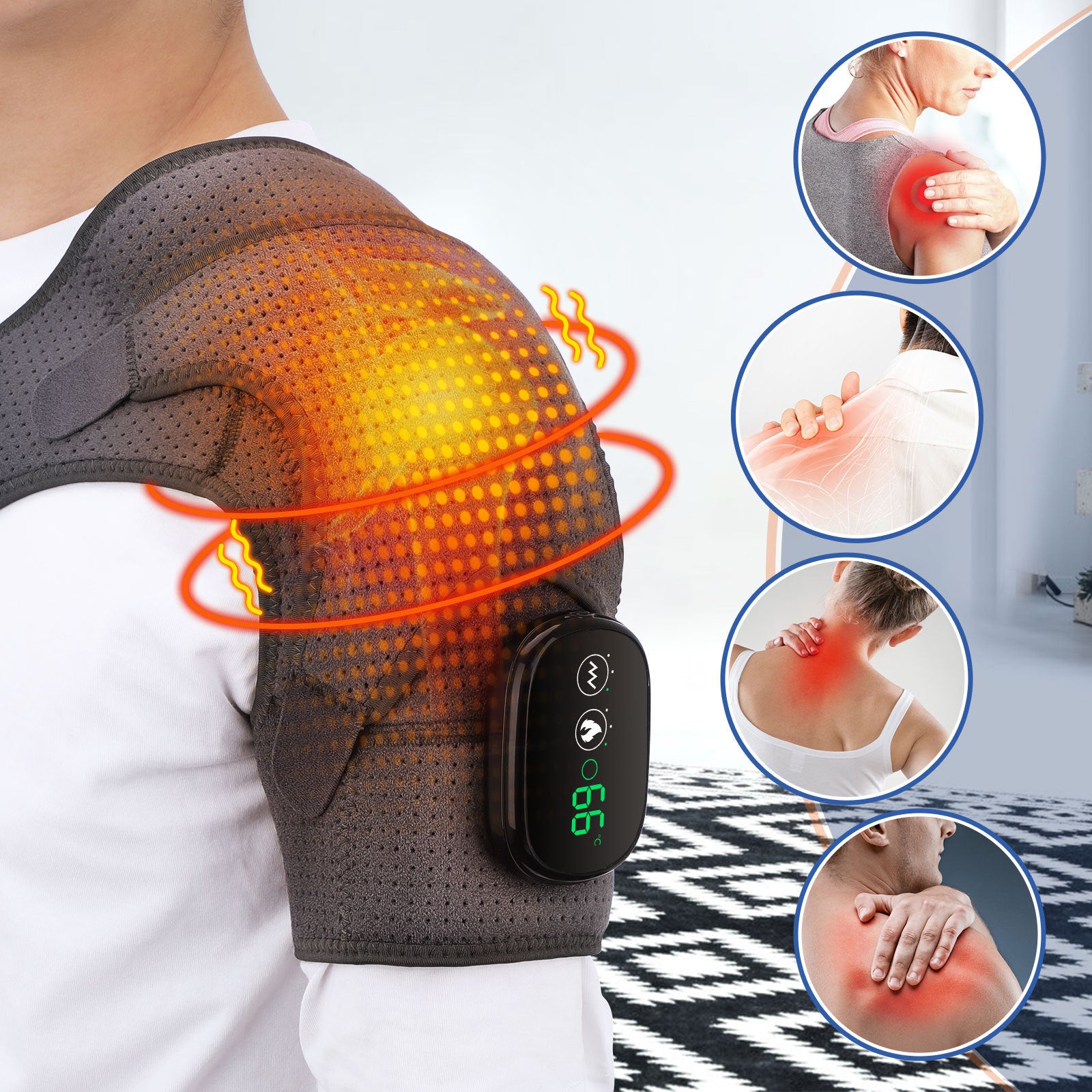 Electric Heating Shoulder Massage Belt - Adjustable Back & Arm Relaxer