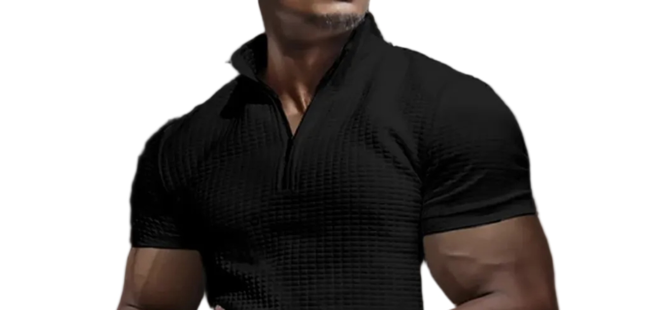 Men's Zipper Collar T-Shirt - Smart Casual Short Sleeve Top