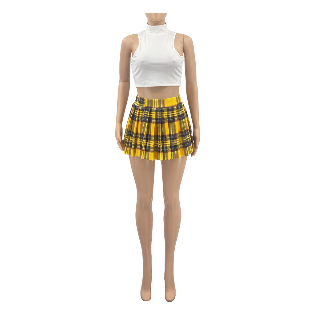Women'S Summer Solid Color Sexy Mini Pleated Skirt