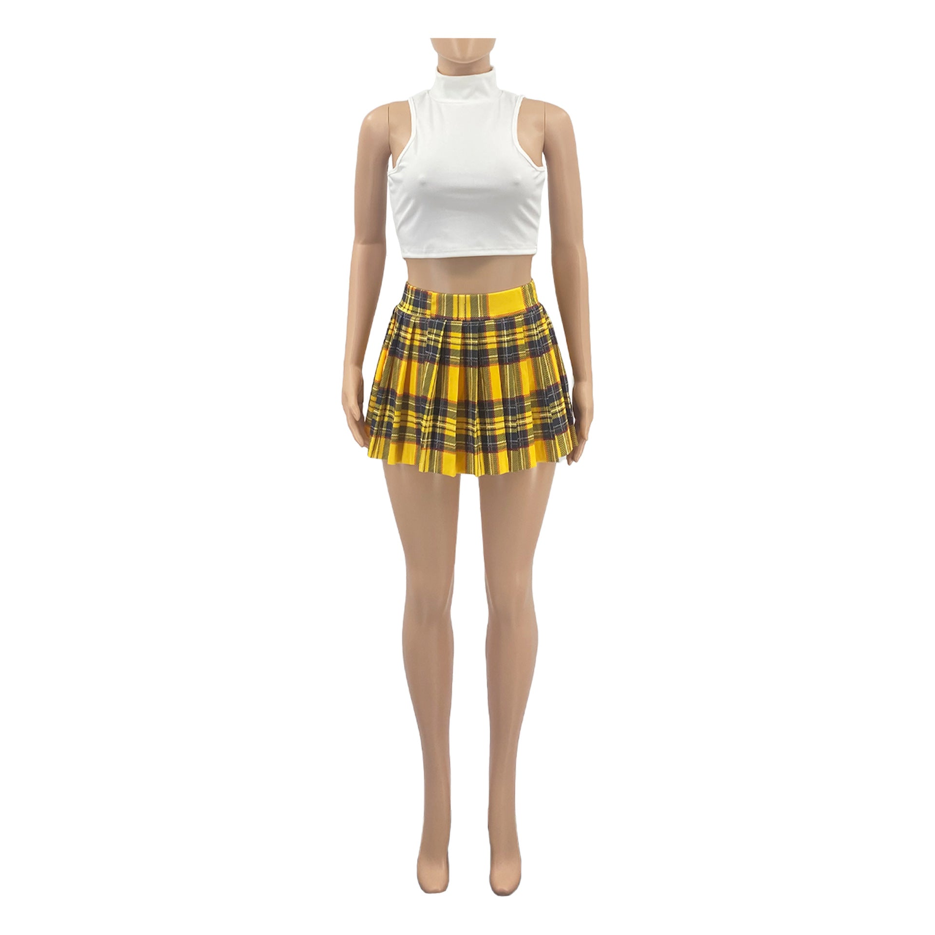 Women'S Summer Solid Color Sexy Mini Pleated Skirt