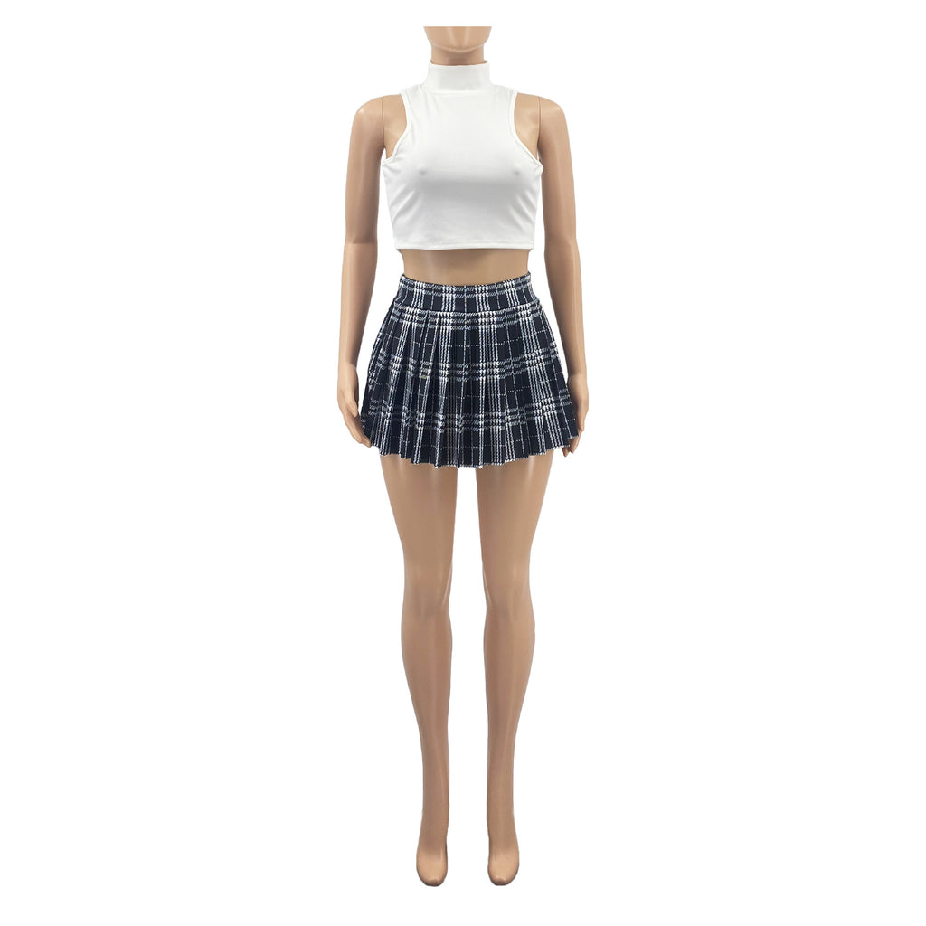Women'S Summer Solid Color Sexy Mini Pleated Skirt