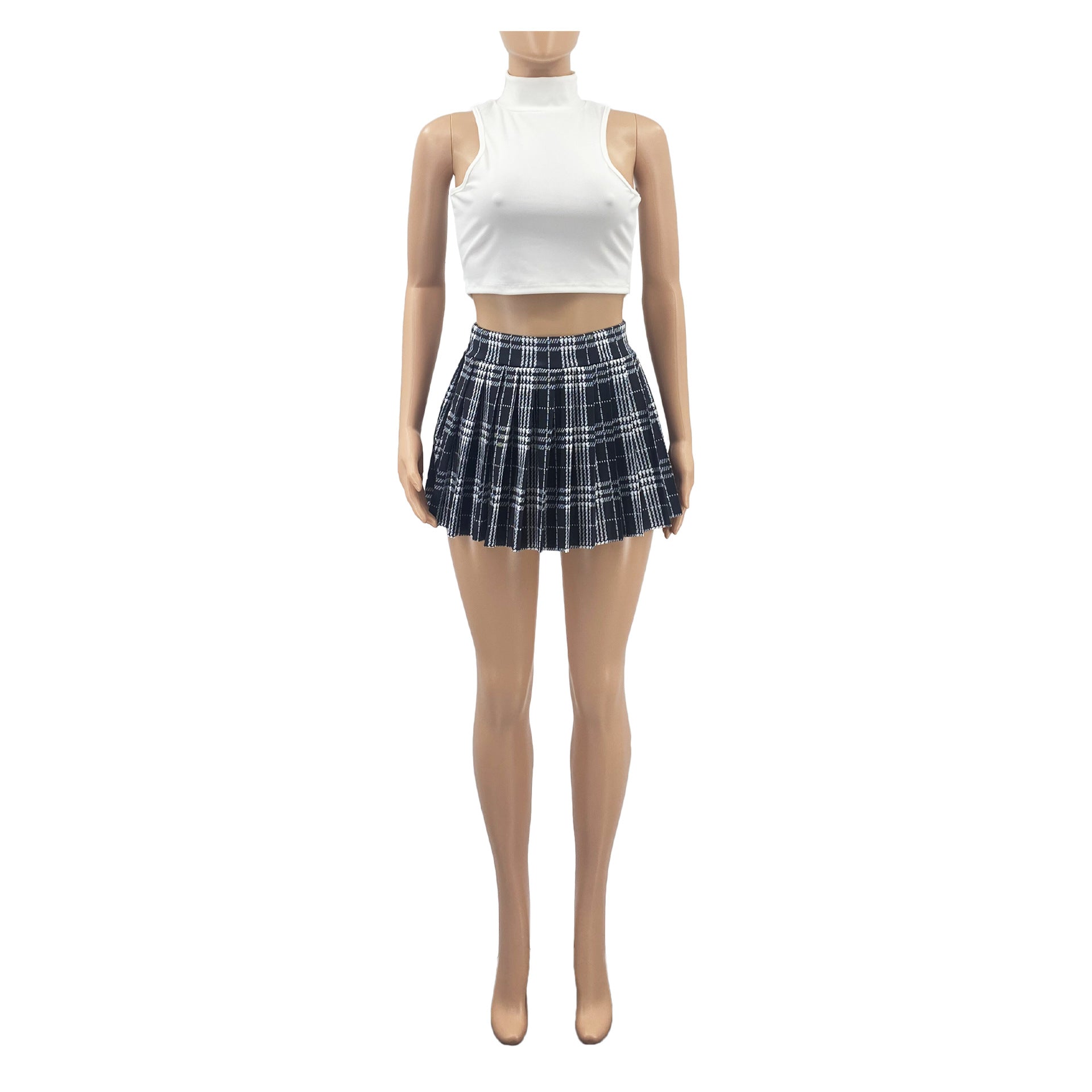 Women'S Summer Solid Color Sexy Mini Pleated Skirt