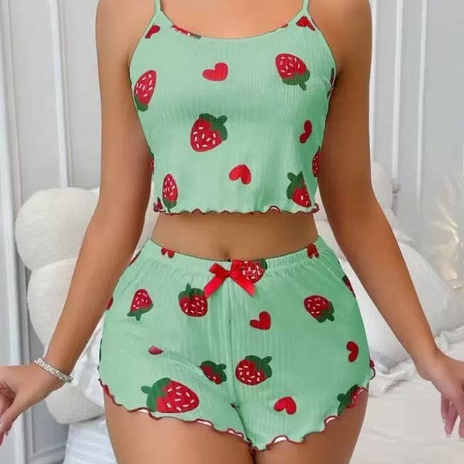 Women's Cute Printed Camisole Pajama Set - Sleeveless Loungewear