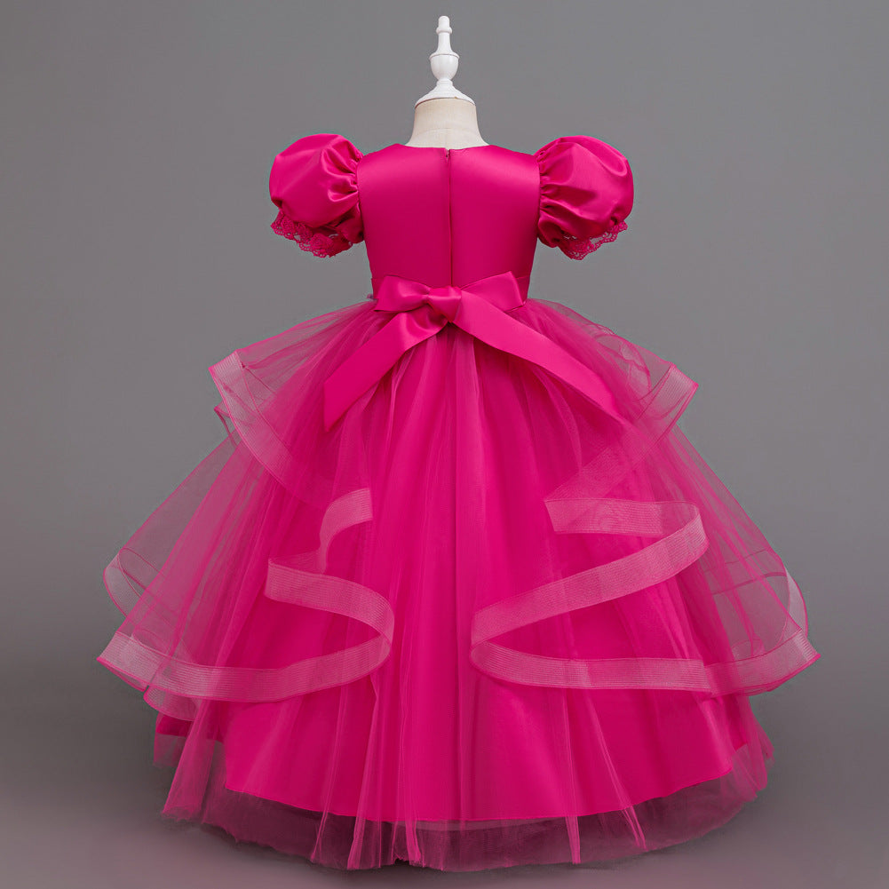 Kids Summer Beaded Wedding Princess Flower Girl Dress
