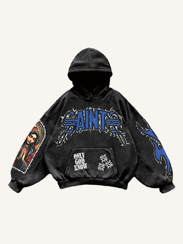 Men's Pullover Hooded Printed Sweater