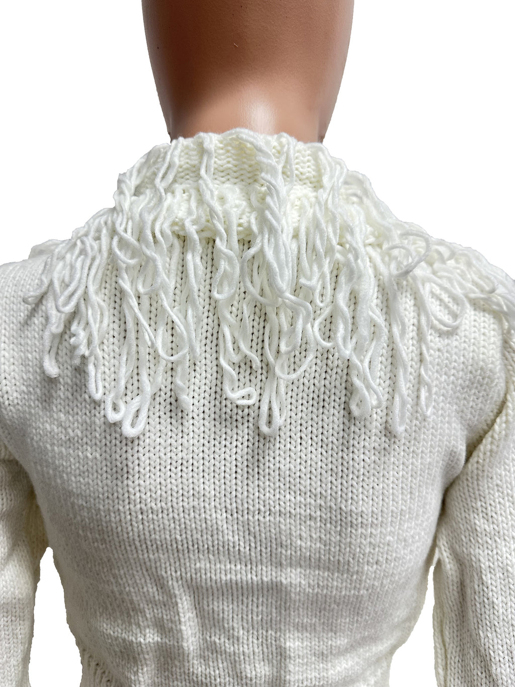 Autumn & Winter Knitted Crochet Fringe Lace-Up Long Sleeve Bodycon Skirt Set