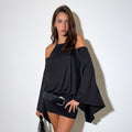Summer Women's Solid Casual Halter Neck Bell-Bottom Sleeve Low Back Bodycon Mini Dress