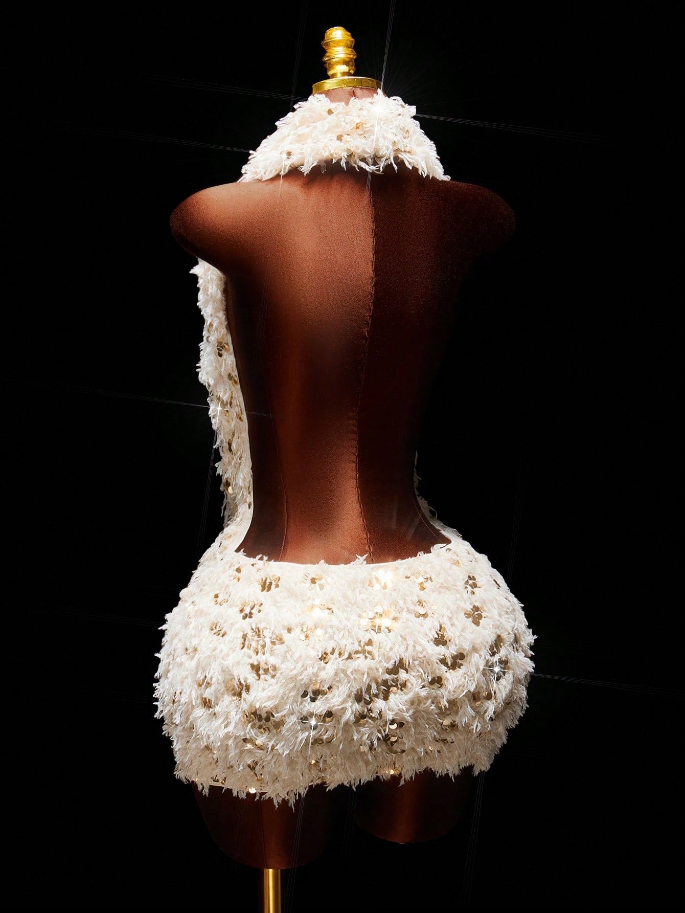 Women's Chic Slim-Fit Sequin Halter Neck Low Back Mini Dress