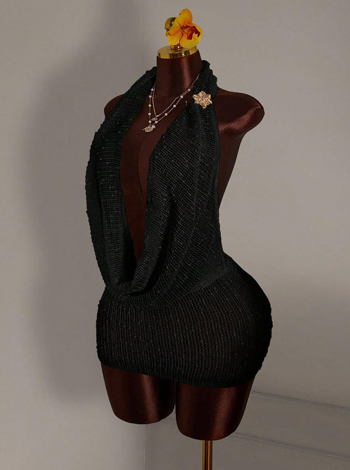 Women Sexy Backless Knitting Casual Holidays Beach Bodycon Dress