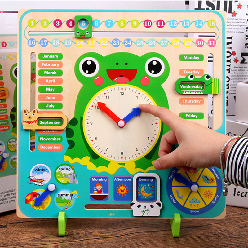 Wooden Toys Baby Weather Season Calendar Clock Time Cognition Preschool Educational Teaching Aids Toys For Children