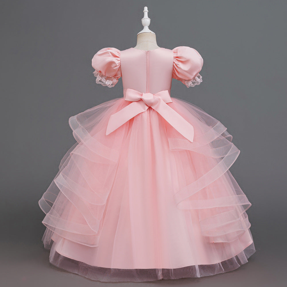 Kids Summer Beaded Wedding Princess Flower Girl Dress