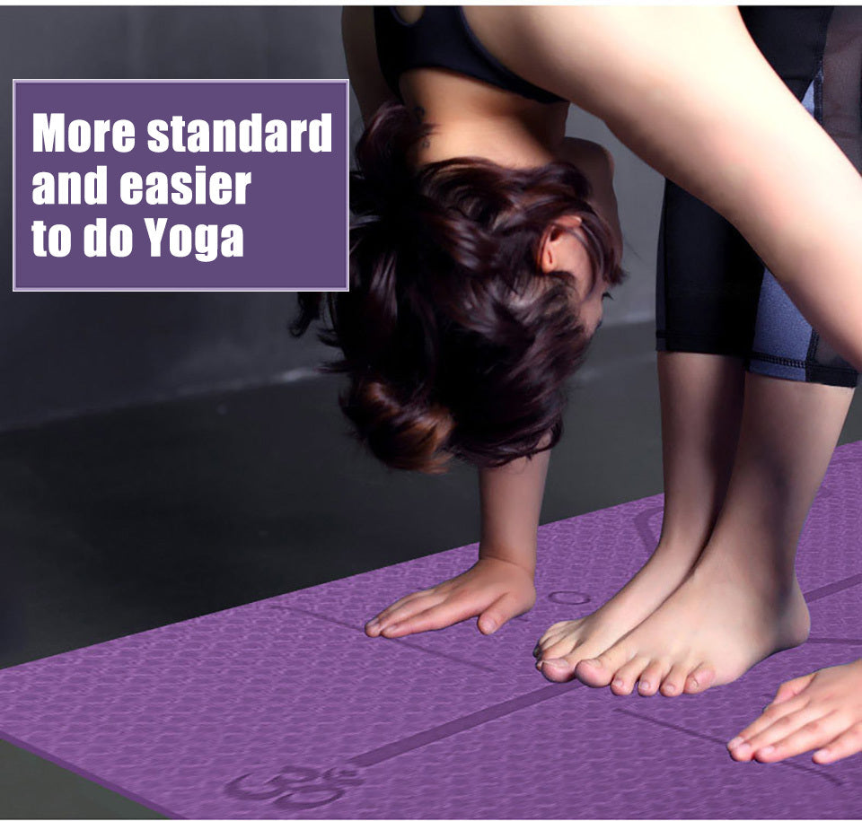 Non-Slip TPE Yoga Mat with Position Lines - Premium Exercise Mat