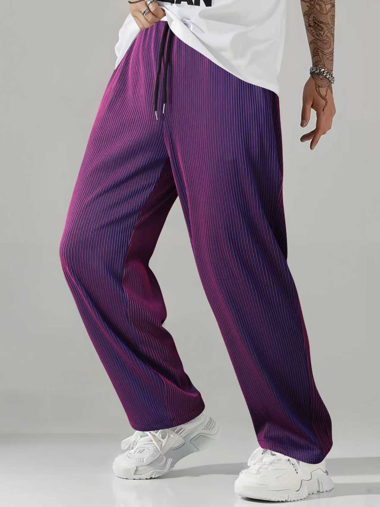 Camouflage Gradient Stripe Pants Wide-leg Men's Loose Drape Casual Light Luxury Trousers