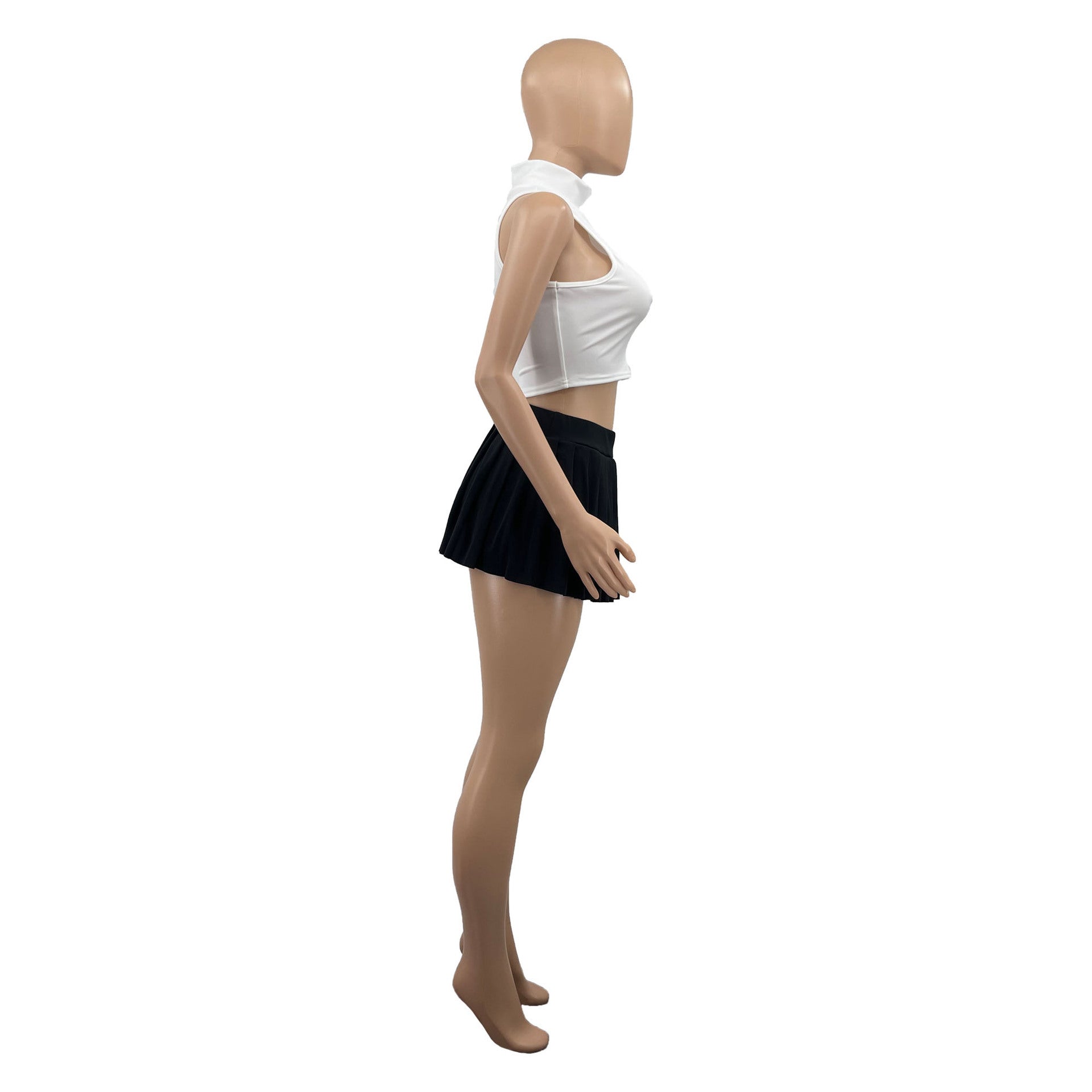 Women'S Summer Solid Color Sexy Mini Pleated Skirt