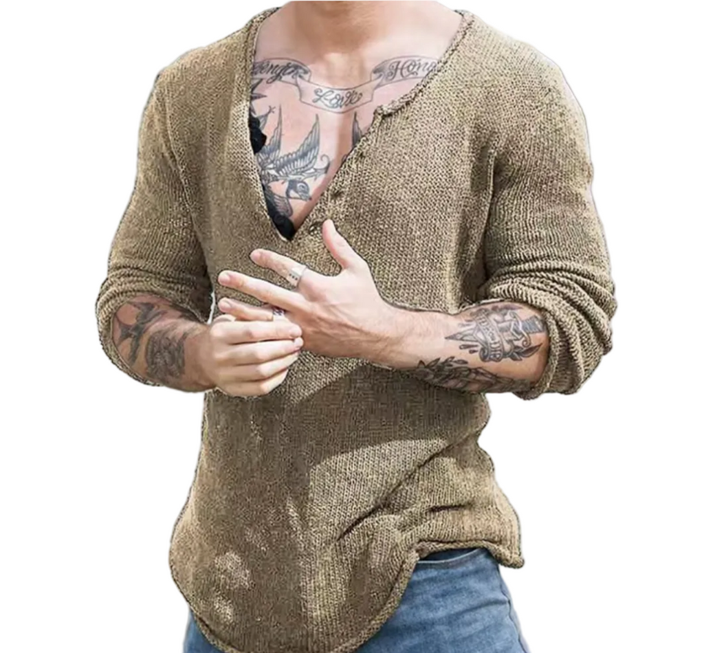 Men's Knit V-Neck Top - Classic Layering Essential