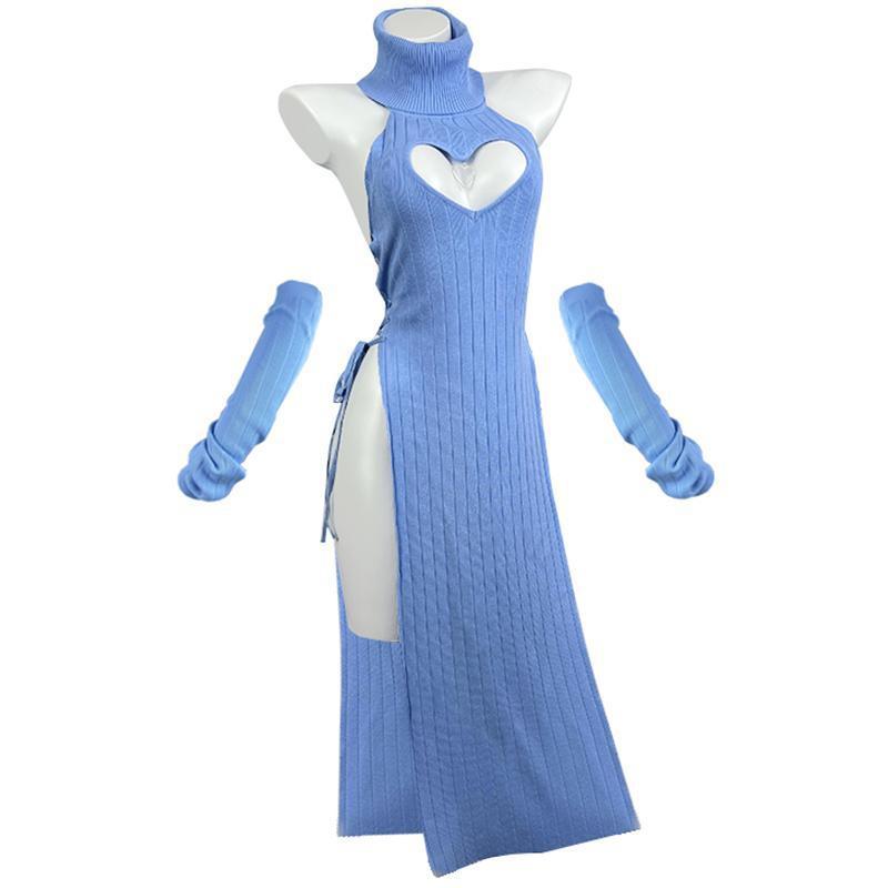 Women's Solid Color Casual Versatile Heart-shaped High-neck Cheongsam Dress