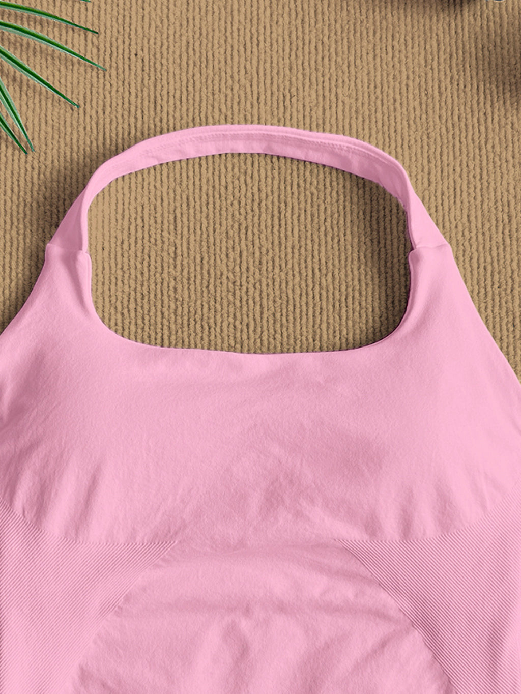 Women Square Neck Halter Neck Seamless Yoga Fitness Tank Top with Bra Pads
